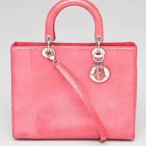 Christian Dior Pink Python Large Lady Dior Bag